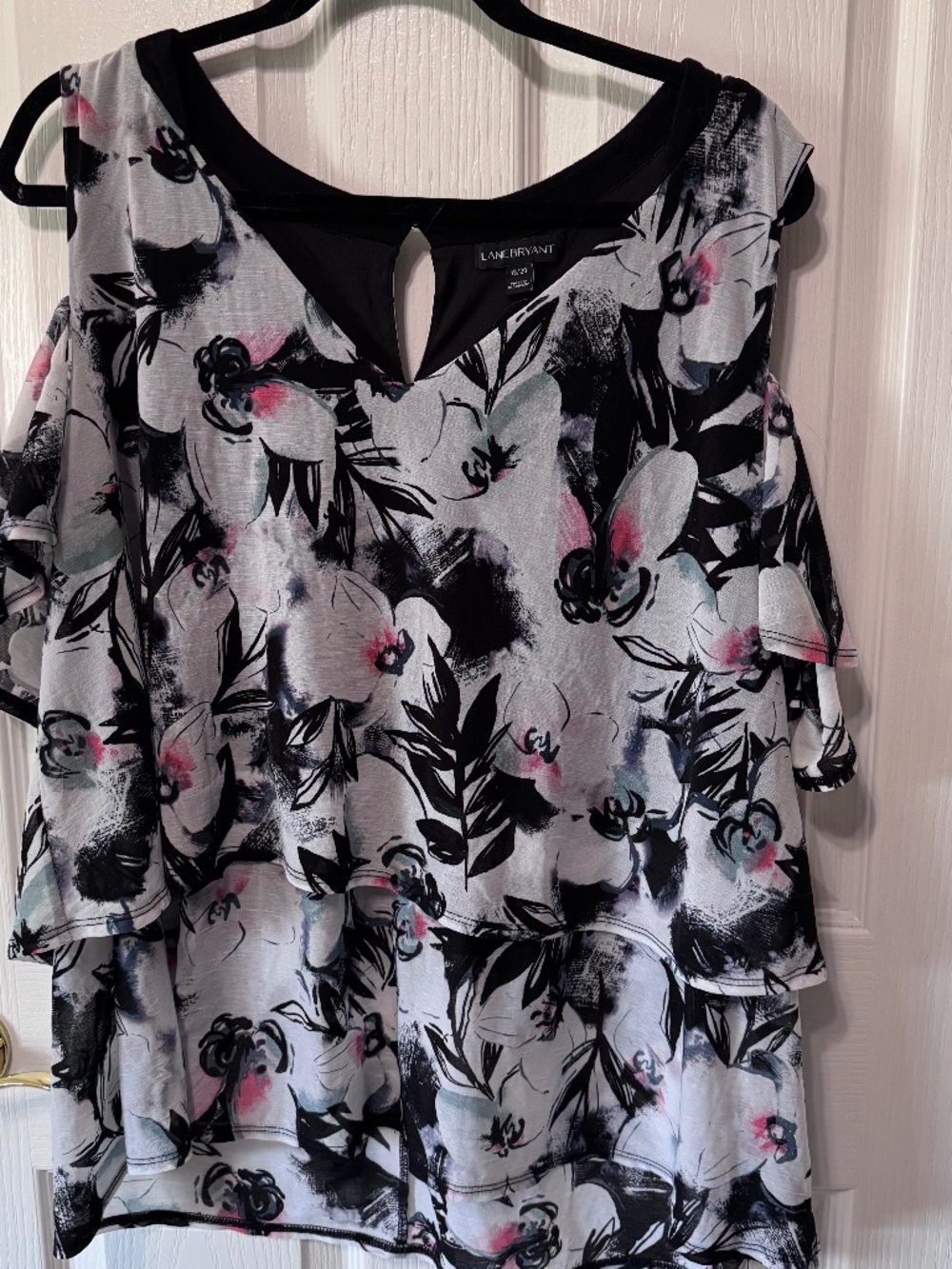 Lane Bryant Women’s Floral Cold Shoulder Top, Size 18/20W